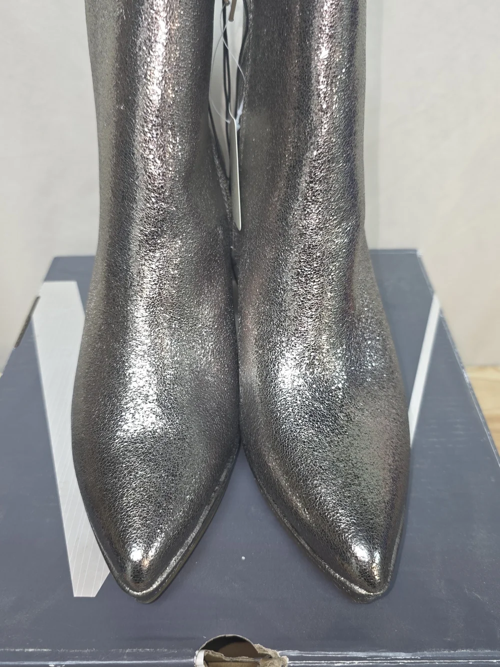 Worthington Pewter Metallic Pointed Toe Ankle Boots 7 M New